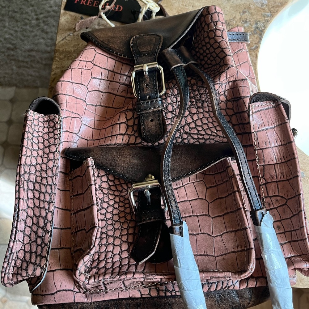 Freebird backpack Brett Pink Croco New with tags